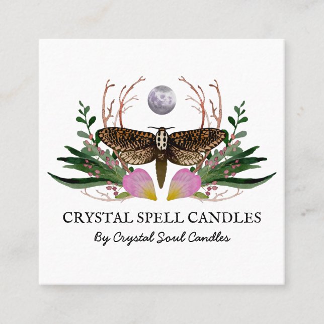 Tarjeta De Visita Cuadrada Espalda De Intención De Velas Moon Y Moon (Anverso)