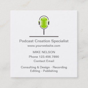 Tarjeta De Visita Cuadrada Especialista en Creación de Podcasts Profesionales