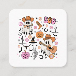 Tarjeta De Visita Cuadrada Espeluznante fantasma adormecido boo occidental de