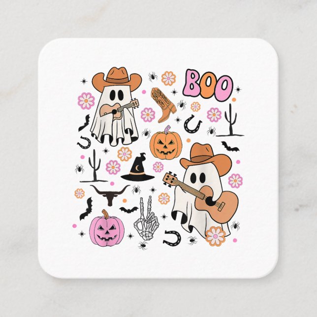 Tarjeta De Visita Cuadrada Espeluznante fantasma adormecido boo occidental de (Anverso)