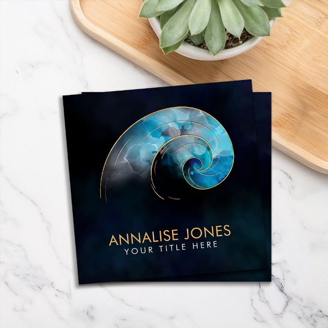 Tarjeta De Visita Cuadrada Espiral dorada - Geometría sagrada - tinta de acua (Subido por el creador)