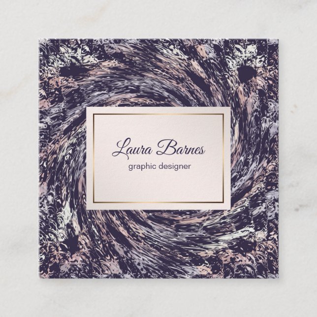 Tarjeta De Visita Cuadrada Espiral rosado violeta abstracto (Anverso)