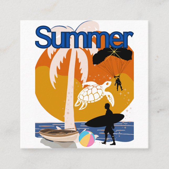 Tarjeta De Visita Cuadrada Espíritu de verano (Anverso)