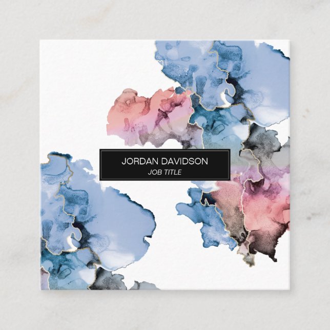 Tarjeta De Visita Cuadrada Esplash de pintura editable moderno de moda (Anverso)