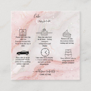 Tarjeta De Visita Cuadrada Esplash rosa Purpurina líquido Cuidados de pastele