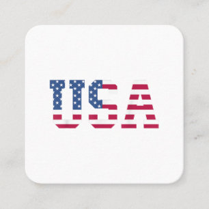 Tarjeta De Visita Cuadrada Estados Unidos Bandera Americana Patriótica Rojo E