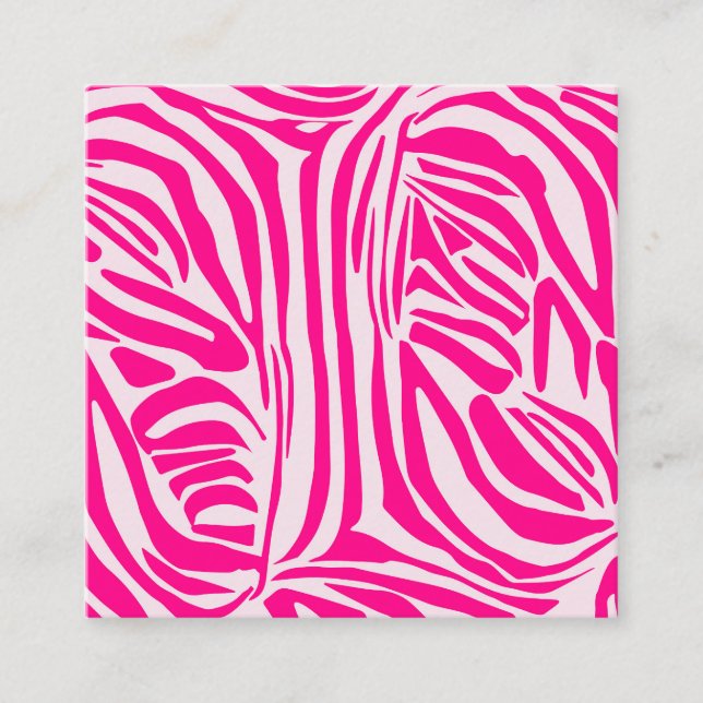 Tarjeta De Visita Cuadrada Estampado de cebra rosa (Anverso)