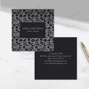 Tarjeta De Visita Cuadrada Estampado de leopardo gris oscuro moderno