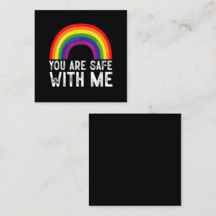 Tarjeta De Visita Cuadrada Estás Seguro Conmigo Mes del Orgullo LGBTQ Arcoíri