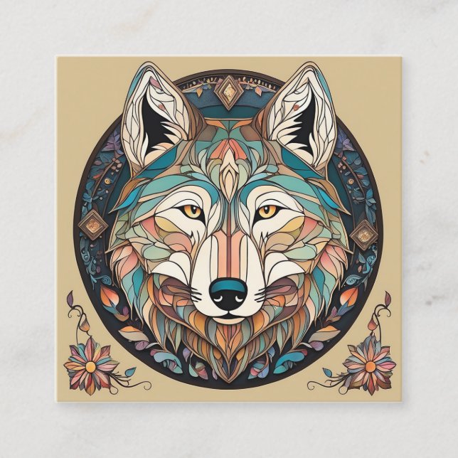 Tarjeta De Visita Cuadrada Este es un ilustracion hecho a mano de un pequeño  (Anverso)