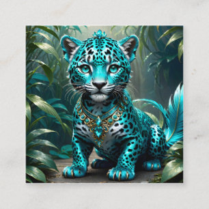 Tarjeta De Visita Cuadrada Este pequeño bebé es un jaguar de fantasía surreal