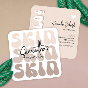 Tarjeta De Visita Cuadrada Esteticista de moda retro beige Salón de belleza