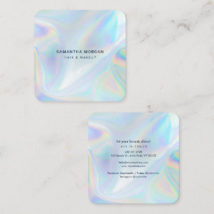 Tarjeta De Visita Cuadrada Esteticista y Estilista de Pelo Holográfico Modern