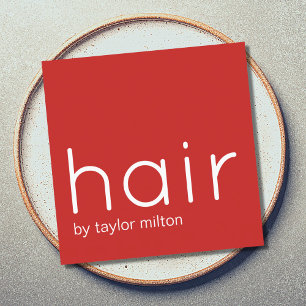 Tarjeta De Visita Cuadrada Estilista blanco rojo elegante minimalista