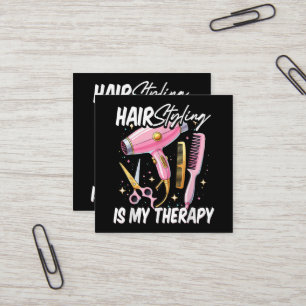 Tarjeta De Visita Cuadrada Estilista de cabello Es Mi Terapia