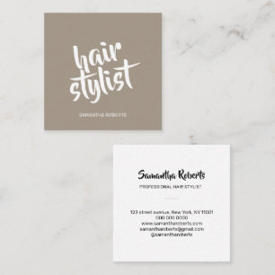 Tarjeta De Visita Cuadrada estilista de cabello moderno guión minimalista mar