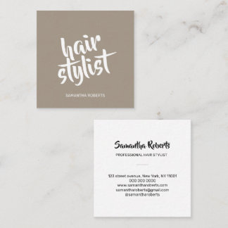 Tarjeta De Visita Cuadrada estilista de cabello moderno guión minimalista mar