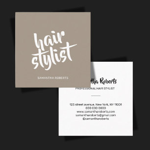 Tarjeta De Visita Cuadrada estilista de cabello moderno guión minimalista mar