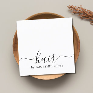 Tarjeta De Visita Cuadrada Estilista de cabello simple elegante negro y blanc