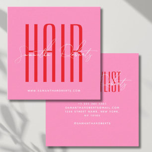 Tarjeta De Visita Cuadrada Estilista de cabello tipografía moderna script ros