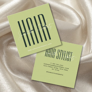 Tarjeta De Visita Cuadrada Estilista de cabello tipografía moderna script ver