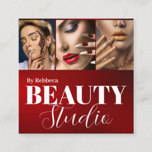 Tarjeta De Visita Cuadrada Estilista de pelo moderno fotos de clientes guión