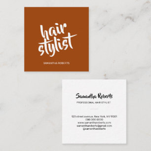 Tarjeta De Visita Cuadrada estilista de pelo moderno minimalista script terra