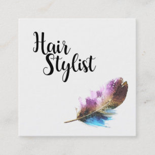 Tarjeta De Visita Cuadrada Estilista de pelo - Pluma