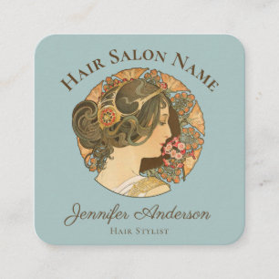Tarjeta De Visita Cuadrada Estilistas de pelo Mujer hermosa elegante cabello