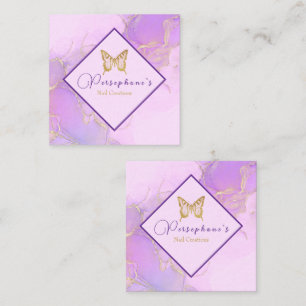 Tarjeta De Visita Cuadrada estilo acuático con estilo mariposa elegante