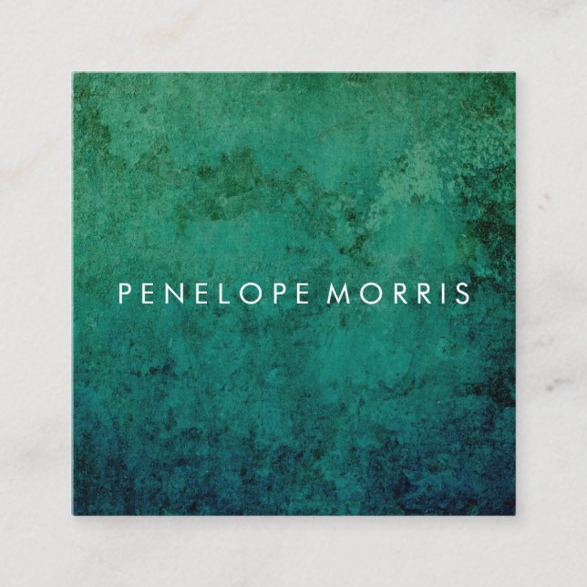 Tarjeta De Visita Cuadrada Estilo De Belleza De Abstracto Verde Azul   (Anverso)