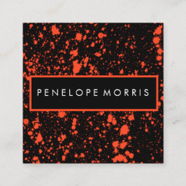 Tarjeta De Visita Cuadrada Estilo de belleza de pinturas rojas y negras