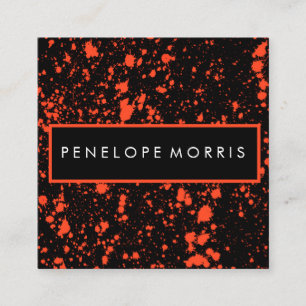 Tarjeta De Visita Cuadrada Estilo de belleza de pinturas rojas y negras