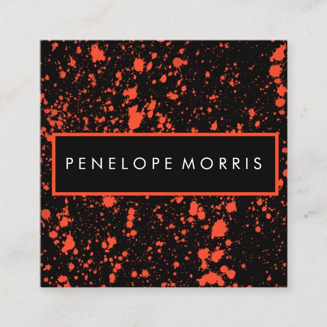 Tarjeta De Visita Cuadrada Estilo de belleza de pinturas rojas y negras (Anverso)