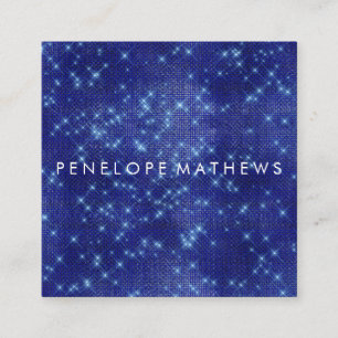 Tarjeta De Visita Cuadrada Estilo de belleza Sapphire Blue Sparkle