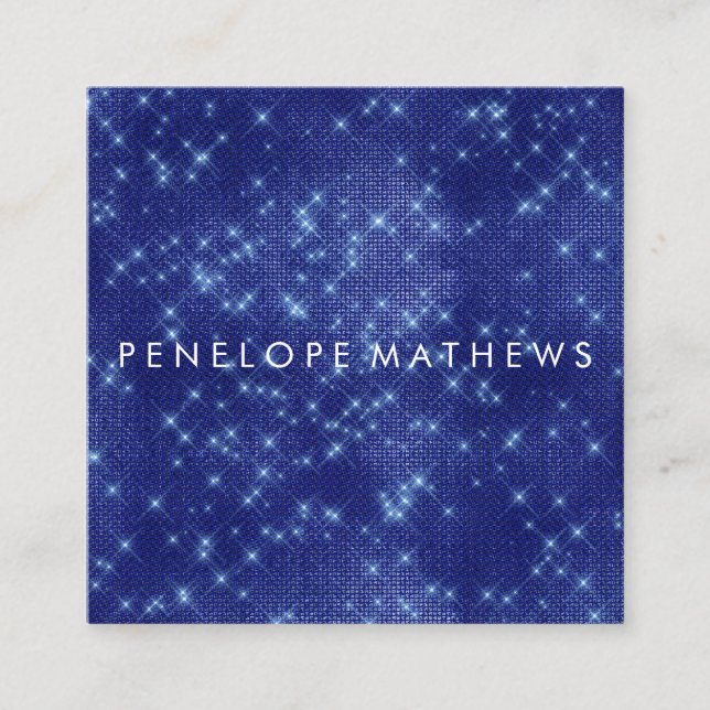 Tarjeta De Visita Cuadrada Estilo de belleza Sapphire Blue Sparkle (Anverso)