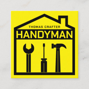 Tarjeta De Visita Cuadrada Estilo de casa y herramientas a mano