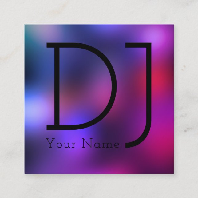 Tarjeta De Visita Cuadrada Estilo de discoteca nocturna Dj (Anverso)