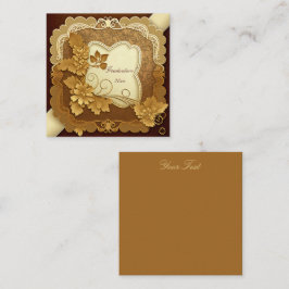Tarjeta De Visita Cuadrada Estilo de la libreta de crema y oro