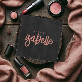 Tarjeta De Visita Cuadrada Estilo de pelo minimalista Duste Guión rosa Negro