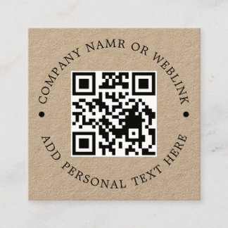 Tarjeta De Visita Cuadrada Estilo Empresarial Mínimo QR Kraft Rústico