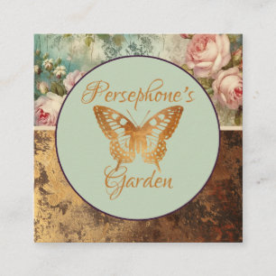 Tarjeta De Visita Cuadrada estilo floral chic desgastado floristería