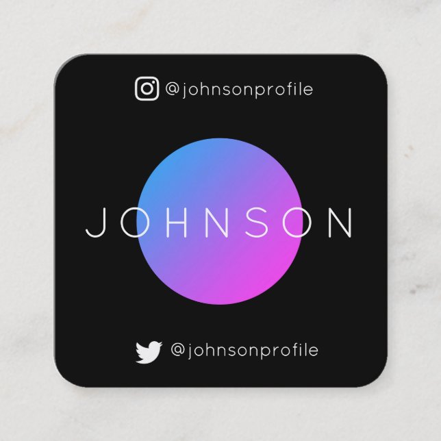 Tarjeta De Visita Cuadrada Estilo geométrico moderno con código QR edición en (Anverso)