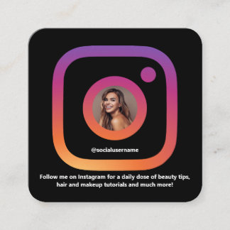 Tarjeta De Visita Cuadrada Estilo Instagram Black Trendy Social Media QR Code