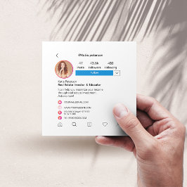 Tarjeta De Visita Cuadrada Estilo Instagram Estilo blanco de moda Redes socia