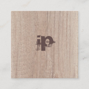 Tarjeta De Visita Cuadrada Estilo Madera Malestar Texto Monograma Elegante Lu