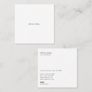 Tarjeta De Visita Cuadrada Estilo mecanográfico editorial minimalista moderno