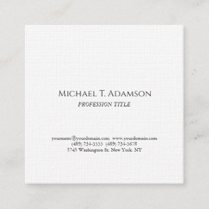Tarjeta De Visita Cuadrada Estilo Retro Elegante Sencillo Blanco & Negro