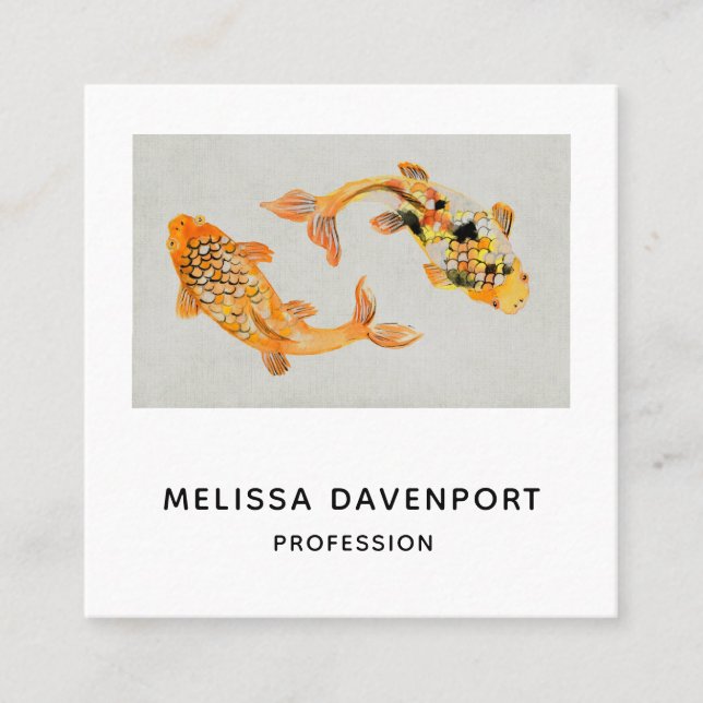 Tarjeta De Visita Cuadrada Estiloso Koi Fish (Anverso)