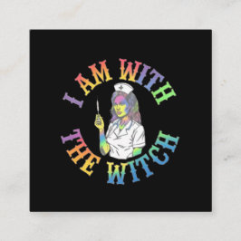 Tarjeta De Visita Cuadrada Estoy con la bruja - Halloween espeluznante y míst